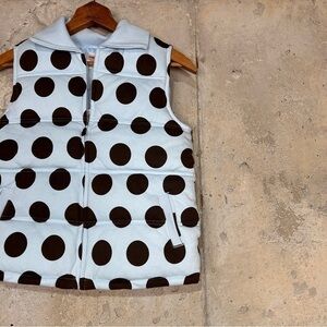 Gymboree light blue brown polka dot puffer vest 10-12